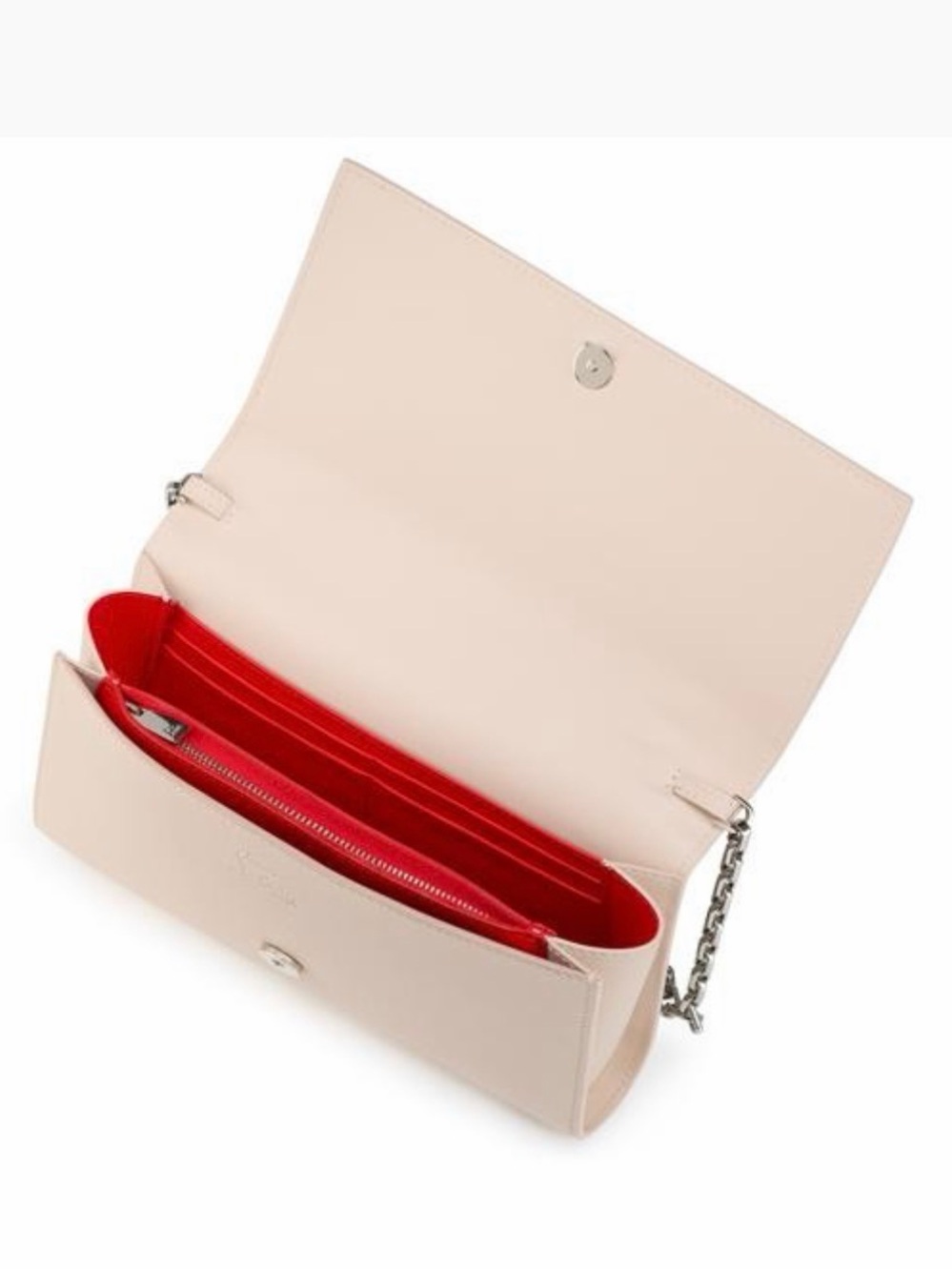 Christian Louboutin Nude Croc-Embossed Studded Shoulder Bag with Chain - Picture 5 of 5